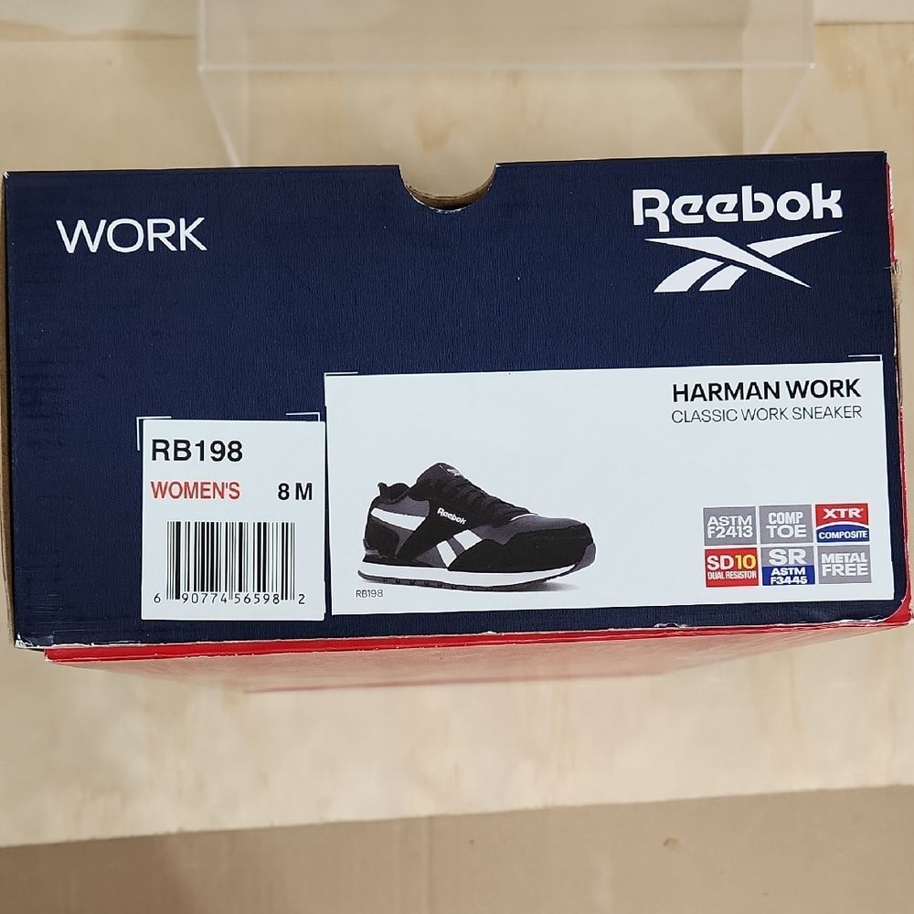 Reebok Harman Work Women 8 Black White Athletic Safety Shoe Comp Toe Sneaker - Picture 11 of 11